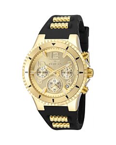 Women's BLU Chronograph Silicone with Gold-tone Inserts Gold-tone Dial Watch
