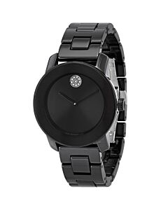 Women's Bold Ceramic Stainless Steel and Ceramic Black Dial Watch
