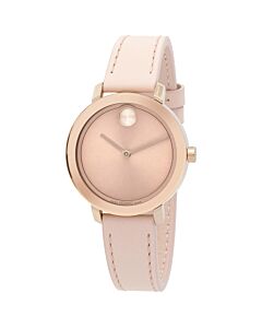 Women's Bold Evolution Leather Rose Gold Dial Watch