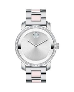 Women's Bold Stainless Steel and Ceramic Silver-tone Dial Watch