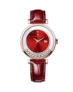 Women's Bria Leather Red Dial Watch