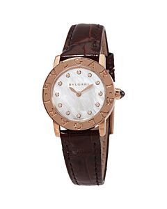 Womens-Bvlgari-Alligator-Leather-White-Mother-of-Pearl-Dial-Watch