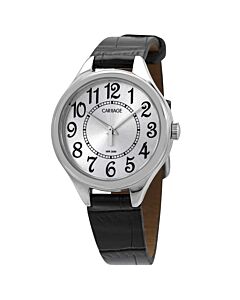 Women's Carriage (Faux) Leather Silver Dial Watch