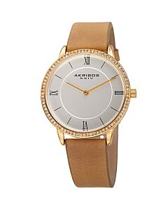 Womens Casual Leather Silver-tone Dial Watch