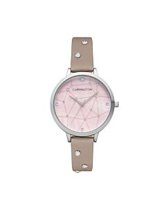 Women's Catherine Genuine Leather Pink Dial Watch