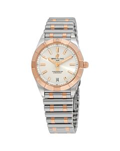 Women's Chronomat Stainless Steel with 18kt Rose Gold Links White Dial Watch