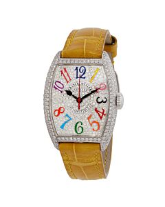 Women's Cintree Curvex Leather Silver Paved Dial Watch