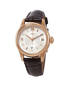 Womens-Classic-Date-Calfskin-Leather-Silver-Guilloche-Dial-Watch