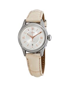 Women's Classic Date Leather Silver Dial