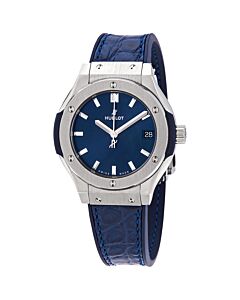Women's Classic Fusion Rubber with a Blue (Alligator) Leather Top Blue Dial Watch