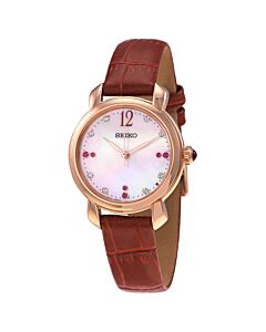 Women's Classic Leather White Mother of Pearl Dial Watch
