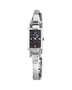 Women's Classic Stainless Steel Bangle Black Mother of Pearl Dial Watch