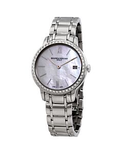 Womens-Classima-Polished-Stainless-Steel-White-Mother-of-Pearl-Dial