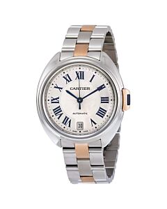 Women's Cle Stainless Steel and 18kt Rose Gold Silver Dial