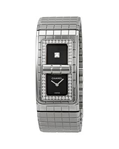 Women's Code CoCo (Quilted Design) Stainless Steel Expansions Black Lacquered set with a Princess-cut Diamond Dial Watch