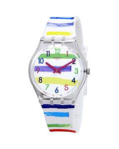 Women's Colorland Silicone with Multi-Colored Brush Strokes White Dial Watch