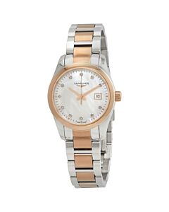 Women's Conquest Classic Stainless Steel White Mother of Pearl Dial Watch