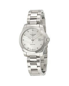Women's Conquest Stainless Steel Mother of Pearl Dial Watch
