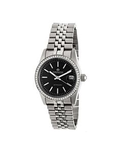 Women's Constance Stainless Steel Black Brushed-Finish Sunray Dial