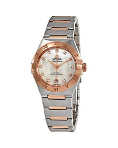 Women's Constellation Manhattan Stainless Steel with 18kt Sedna Gold Mother of Pearl Dial Watch