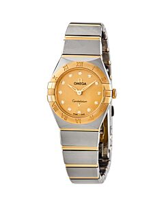 Women's Constellation Manhattan Stainless Steel with 18kt Yellow Gold Bars Champagne Dial Watch