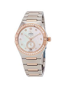Women's Constellation Stainless Steel and 18kt Sedna Gold Bars Mother of Pearl Dial Watch