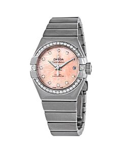 Women's Constellation Stainless Steel Pink Mother of Pearl With a Wavy Pattern Dial