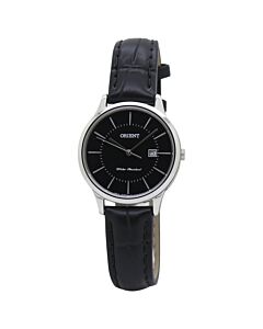 Women's Contemporary Leather Black Dial Watch