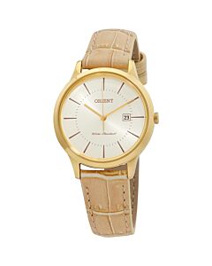 Women's Contemporary Leather White Dial Watch