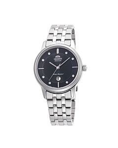 Women's Contemporary Stainless Steel Black Dial Watch