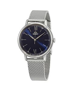 Women's Contemporary Stainless Steel Mesh Blue Dial Watch