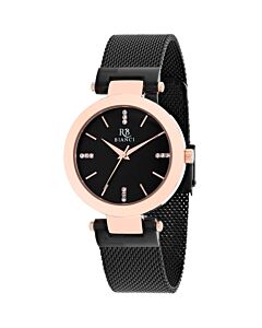 Women's Cristallo Stainless Steel Mesh Black Dial Watch