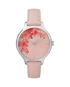 Women's Crystal Bloom Leather Pink Dial Watch