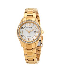 Women's Crystal Leather Champagne Dial Watch