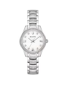 Women's Crystal Stainless Steel Mother of Pearl Dial Watch