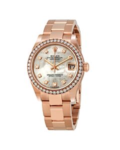Women's Datejust 31 18 ct Everose Gold Rolex President Mother of Pearl Dial