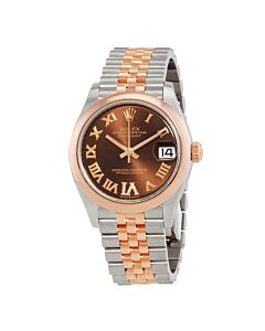 Women's Datejust Stainless Steel and 18kt Everose Gold Jubilee Chocolate Dial Watch