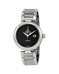 Women's De Ville Ladymatic Stainless Steel Laquered black Dial Watch