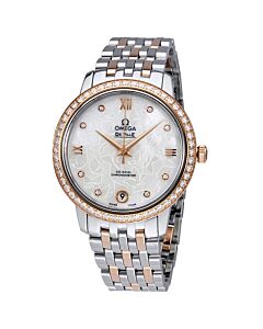 Women's De Ville Prestige Stainless Steel and 18kt Rose Gold White Mother of Pearl Dial