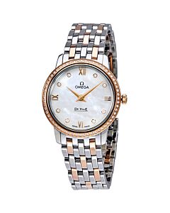 Women's De Ville Stainless Steel with 18kt Rose Gold Mother of Pearl Dial Watch