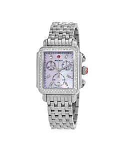 Women's Deco Chronograph Stainless Steel Purple Dial Watch