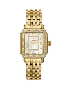 Women's Deco Madison 18kt Gold-Plated Silver-White Sunray Dial Watch