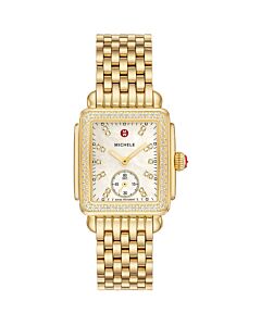 Women's Deco Mid Stainless Steel Mother of Pearl Dial Watch