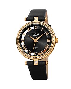 Women's Satin Over Leather Black Dial