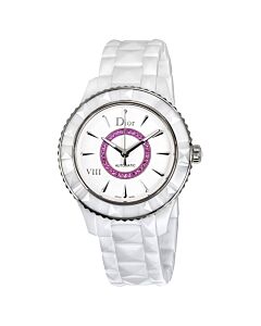 Women's Dior VIII Ceramic White with Pink Sapphires Dial