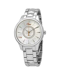 Women's Dior VIII Montaigne Stainless Steel (Pyramid ) White Mother of Pearl (36 Diamond-set) Dial Watch
