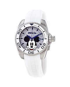 Women's Disney Limited Edition Rubber Silver Glitter (Mickey Mouse) Dial Watch