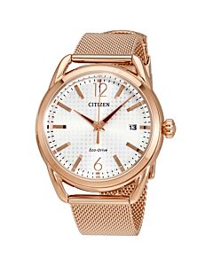 Women's Drive Rose Gold-tone Stainless Steel Mesh Silver Dial