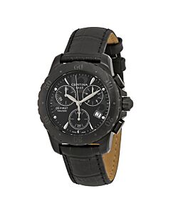 Women's DS First Chronograph Leather Black Dial Watch