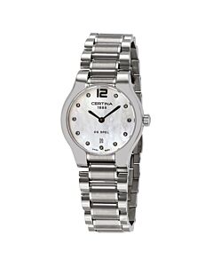 Women's DS Spel Lady Round Stainless Steel White Mother of Pearl Dial Watch